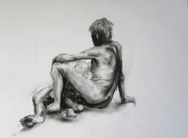 charcoal life drawing model black and white